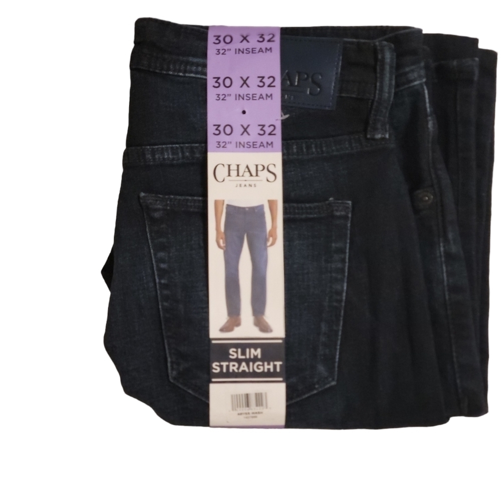 CHAPS MEN'S slim Straight  jeans size 30×32 I. ABYSS WASH
